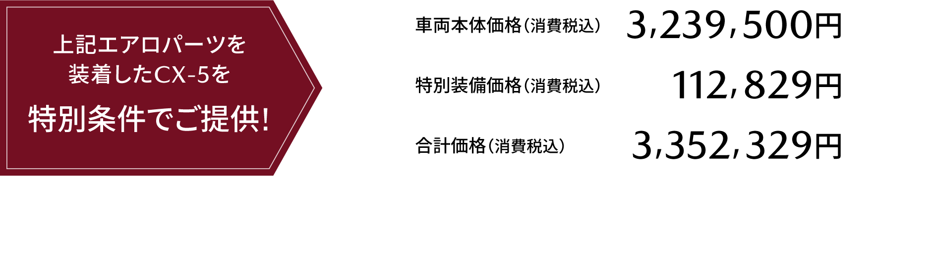 上記エアロパーツを装着したCX-5を特別条件でご提供!