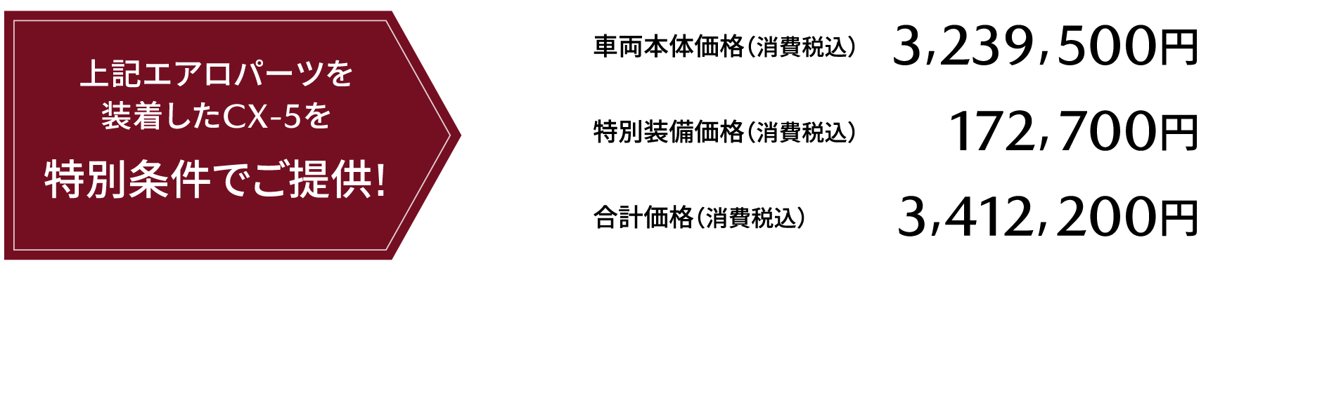 上記エアロパーツを装着したCX-5を特別条件でご提供!